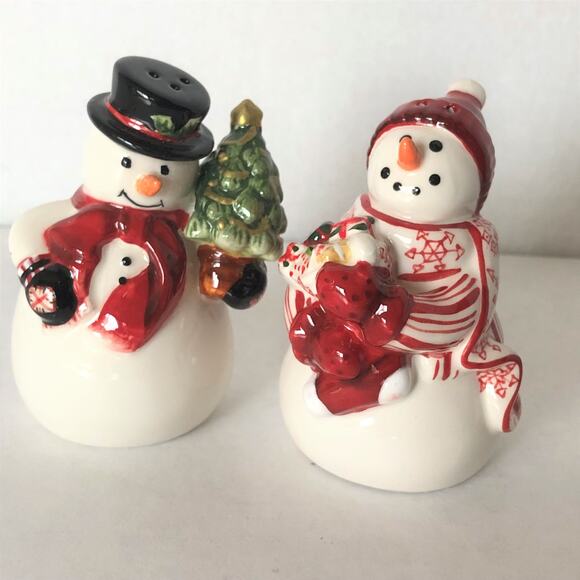 Harry and David Salt and Pepper Shakers 2004 Christmas Snowmen NEW - Picture 5 of 11